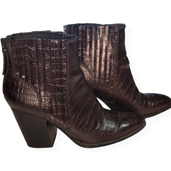 ZARA Brown Women's Booties Ankle Boots Block Heel Ankle Booties Size 37 - Picture 2 of 6